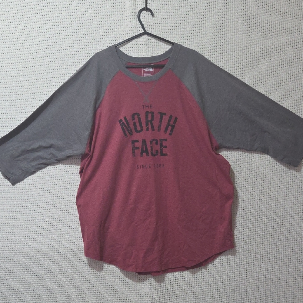 The North Face  Long Sleeve Jersey Style Red and Gray 3/4 Tshirt Xxl